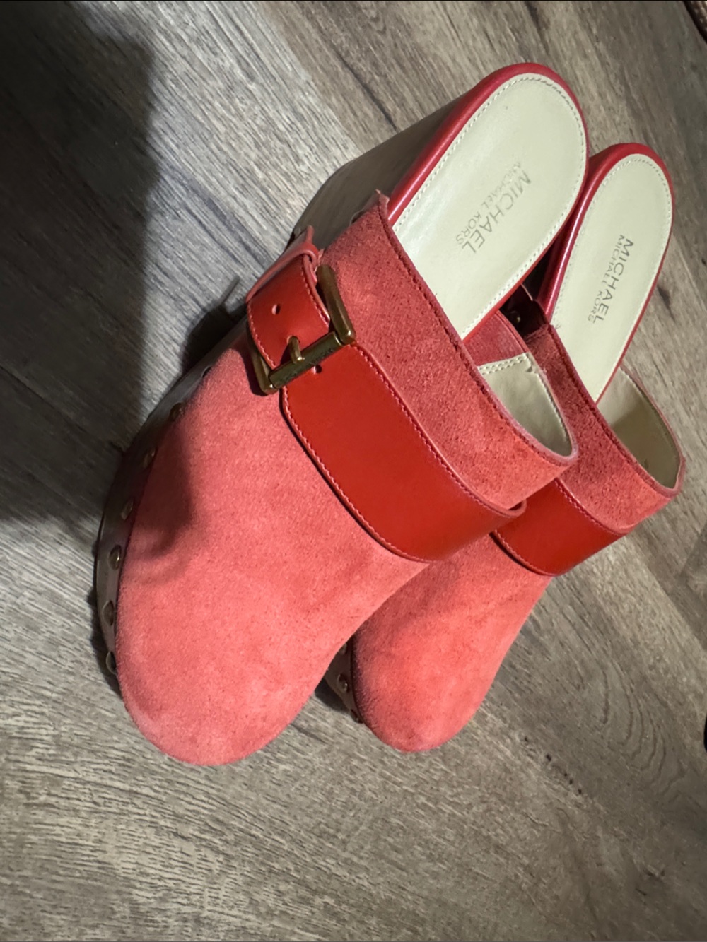 MICHAEL Michael Kors Coral Suede Buckle Mules
